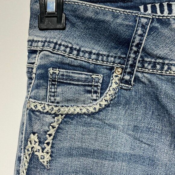 Hydraulic Women's Blue Lola Micro Boot Embroidered Distressed Jeans Size 0 NWT - Picture 5 of 13